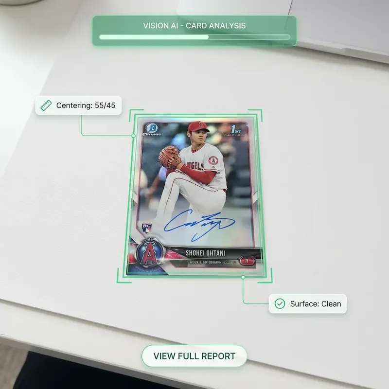 Computer Vision: AI software analyzing card centering and surface metrics