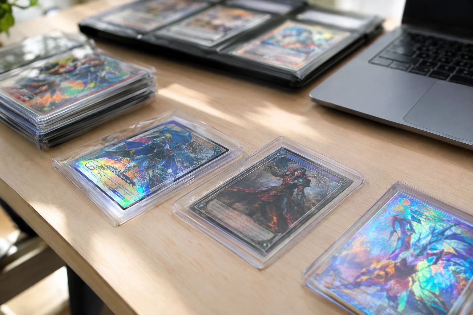 AI grading for Digimon and Flesh and Blood TCG cards showing alternate art and cold foil cards being analyzed