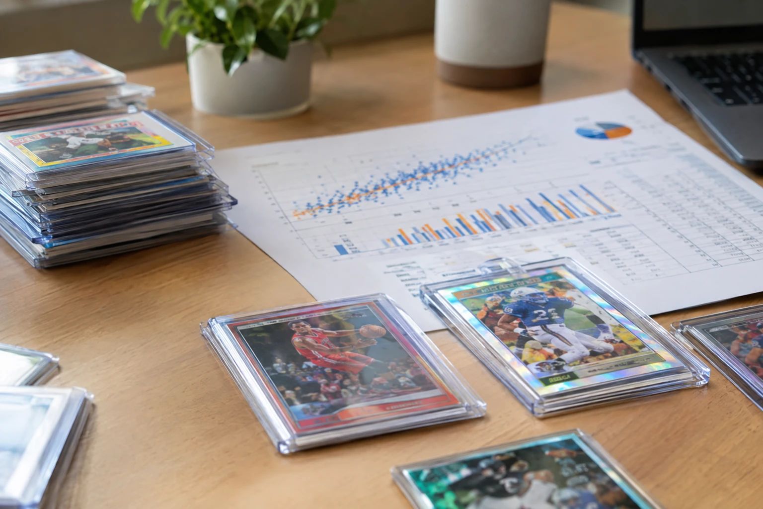 Data visualization showing AI card grading accuracy benchmark results comparing predicted grades to actual PSA grades across 10,000 cards