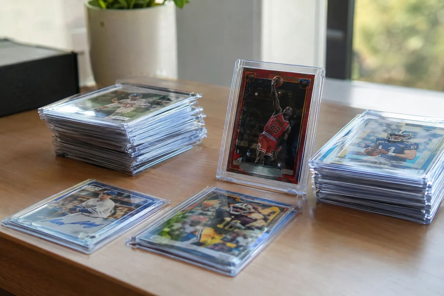 BGS-graded sports card slabs on a collector desk — Beckett restored certificate lookup, population reports, and online submissions on October 15, 2026