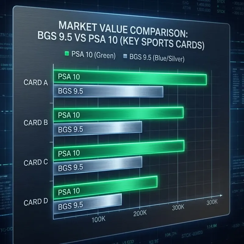 Bar chart comparison of BGS 9.5 vs PSA 10 market values