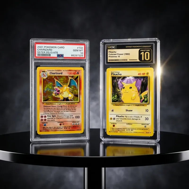 Side by side comparison of PSA Red Label vs CGC Gold Label slabs