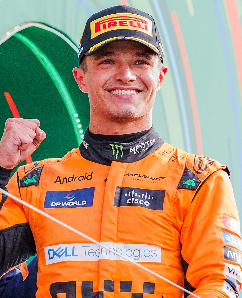 Lando Norris at the 2024 Dutch Grand Prix — Top Formula 1 trading cards to collect in 2026 featuring Lando Norris Topps Chrome F1 rookie card and Oscar Piastri