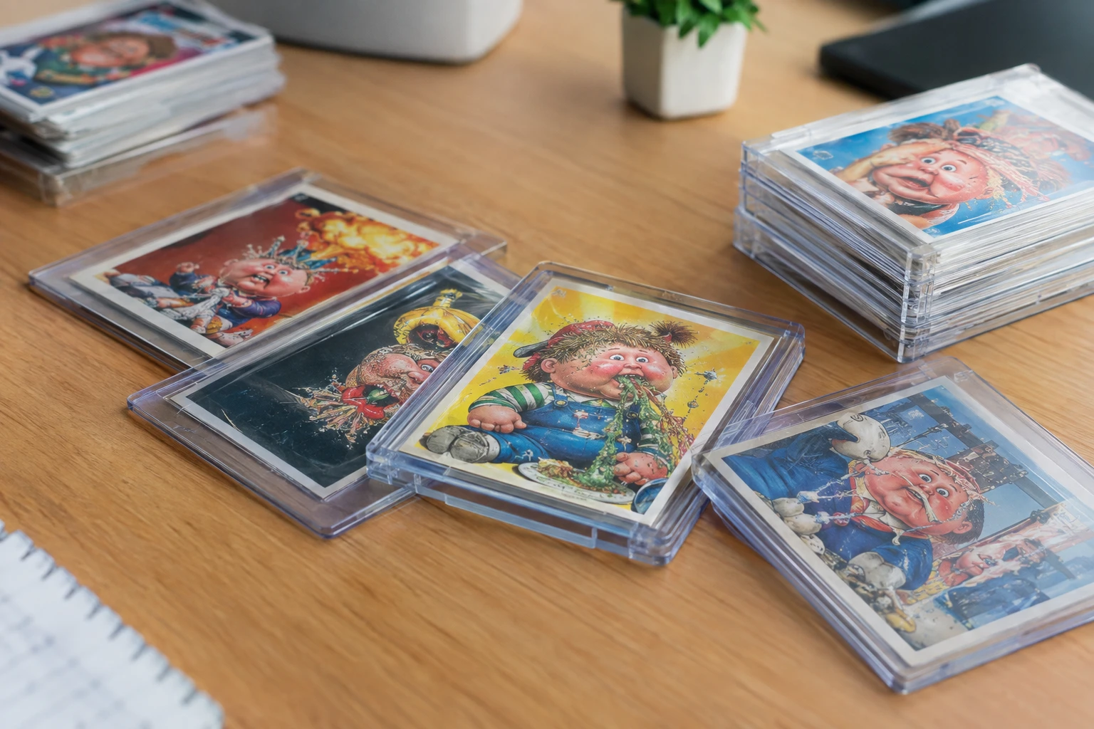 Garbage Pail Kids sticker cards with classic gross-out characters