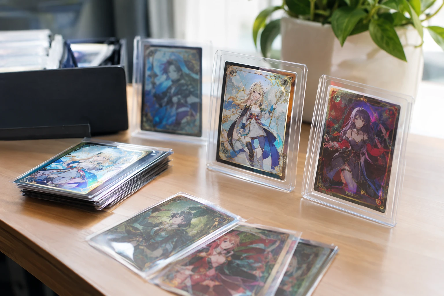 Grand Archive TCG cards with anime-style heroes and foil rarity cards
