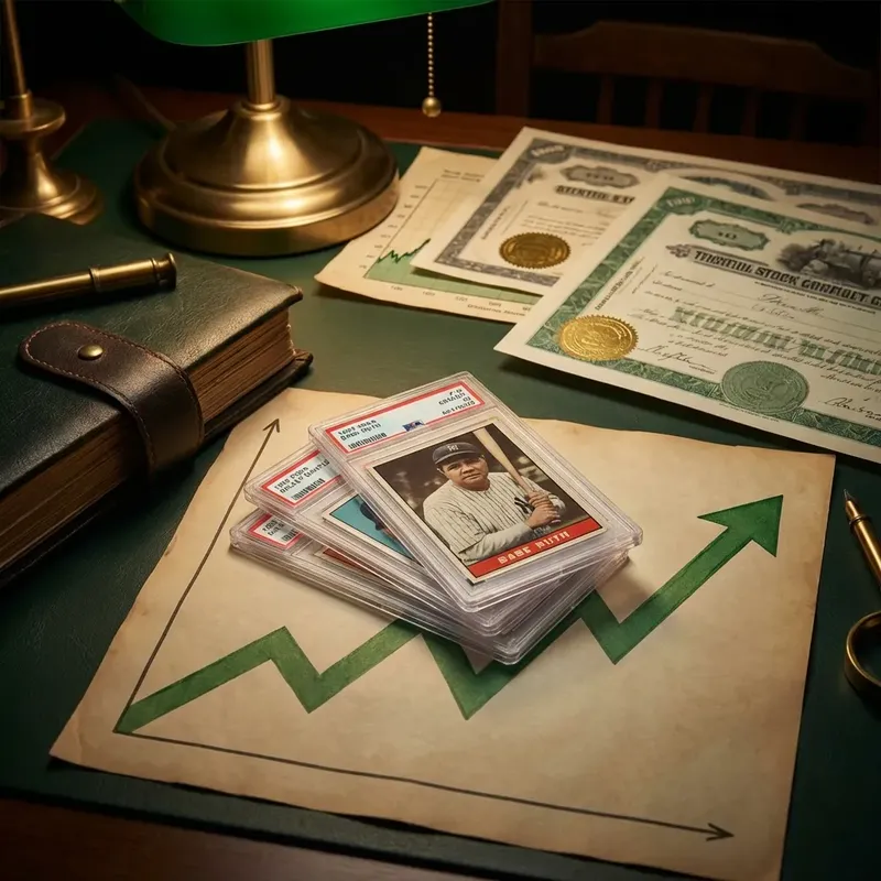 Sports card collectors discussing cards at a hobby event in 2026