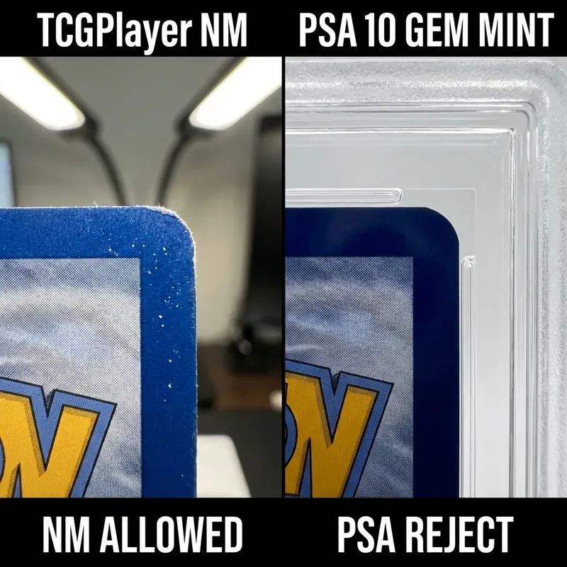 Side by side comparison of TCGPlayer NM vs PSA 10
