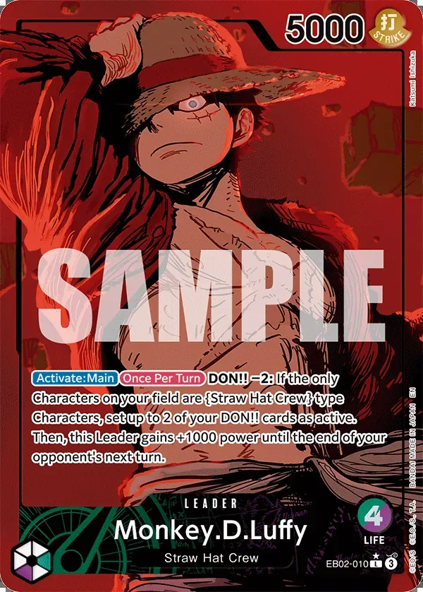 One Piece TCG Monkey D. Luffy alt-art leader card being graded