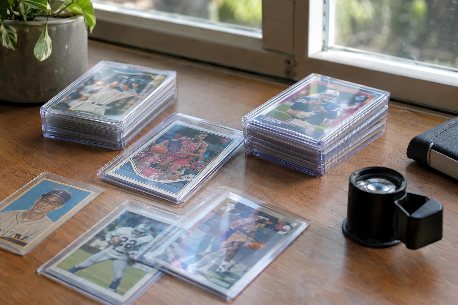 Pokemon Pikachu trading cards from various eras including vintage and modern cards on a collector's table