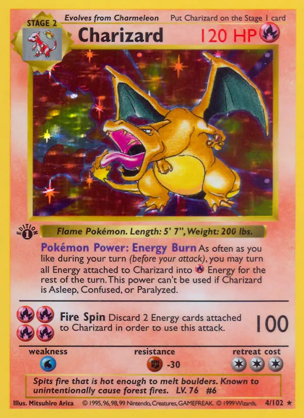 Pokémon Base Set Charizard card #4 being graded