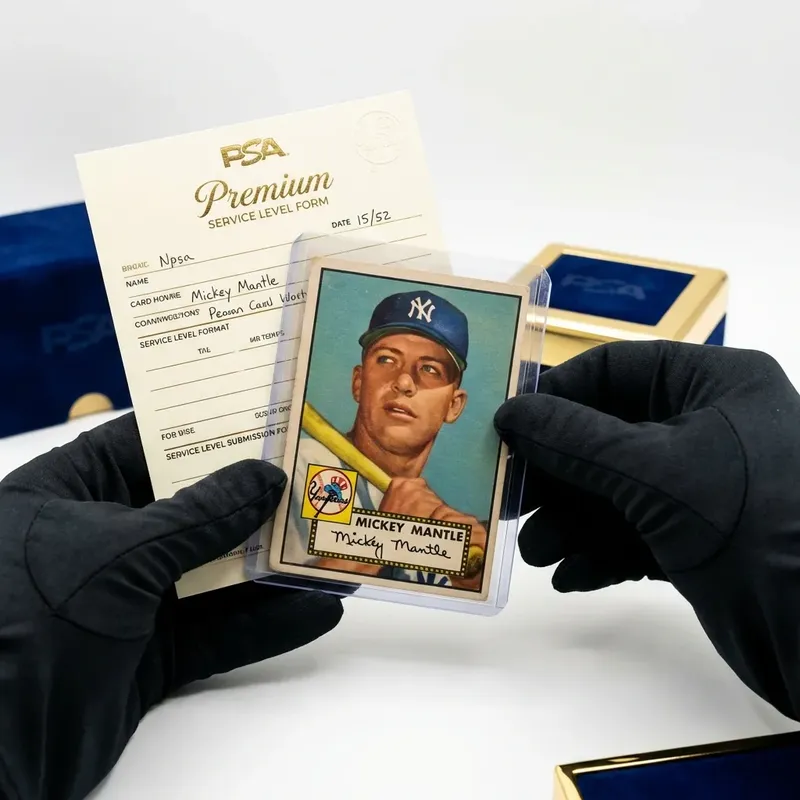 PSA grading facility with a large backlog of trading card submissions waiting to be processed