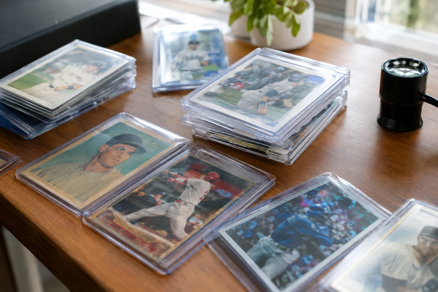 Topps Chrome Star Wars refractor parallel cards in various colors being sorted for PSA grading submission