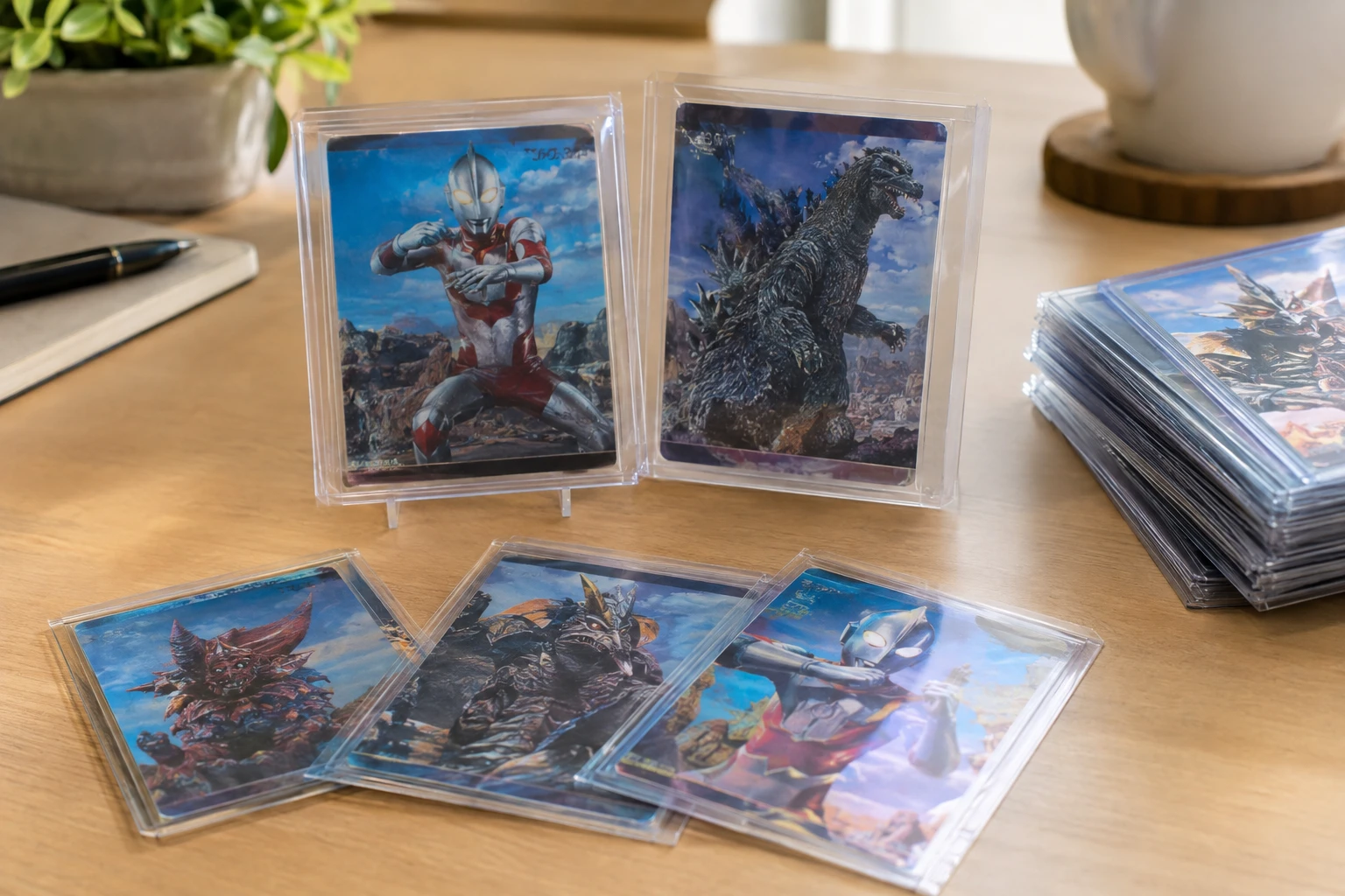 Ultraman Card Game cards featuring Ultraman and iconic kaiju monsters