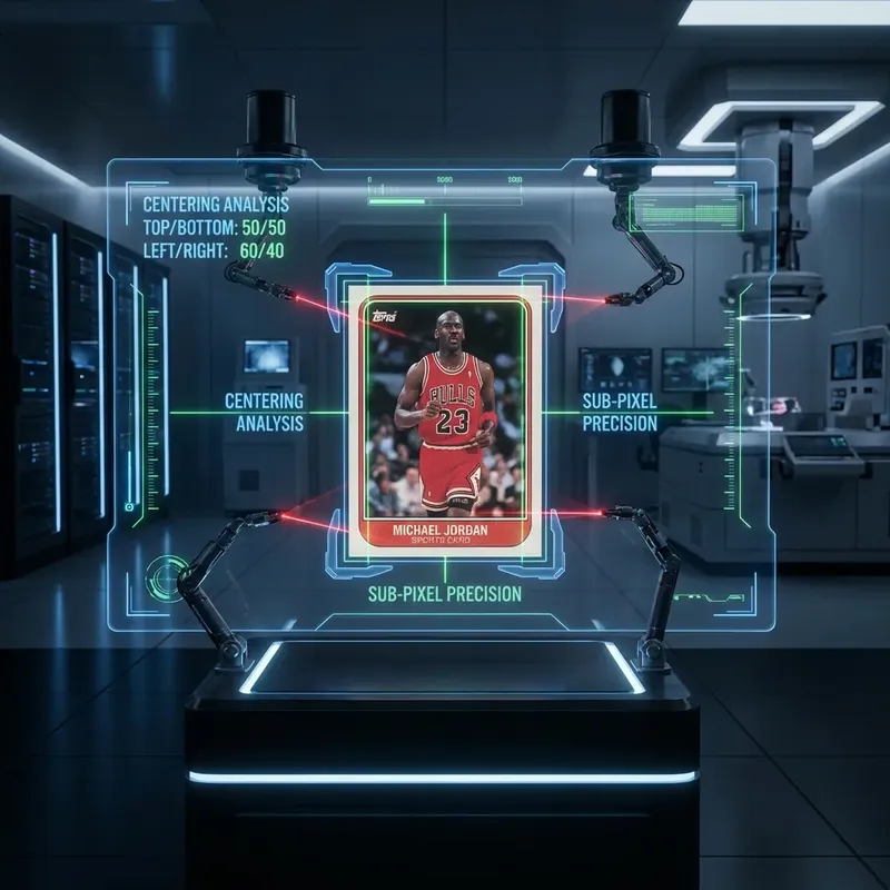 Microscopic Centering Analysis showing red boundary detection lines