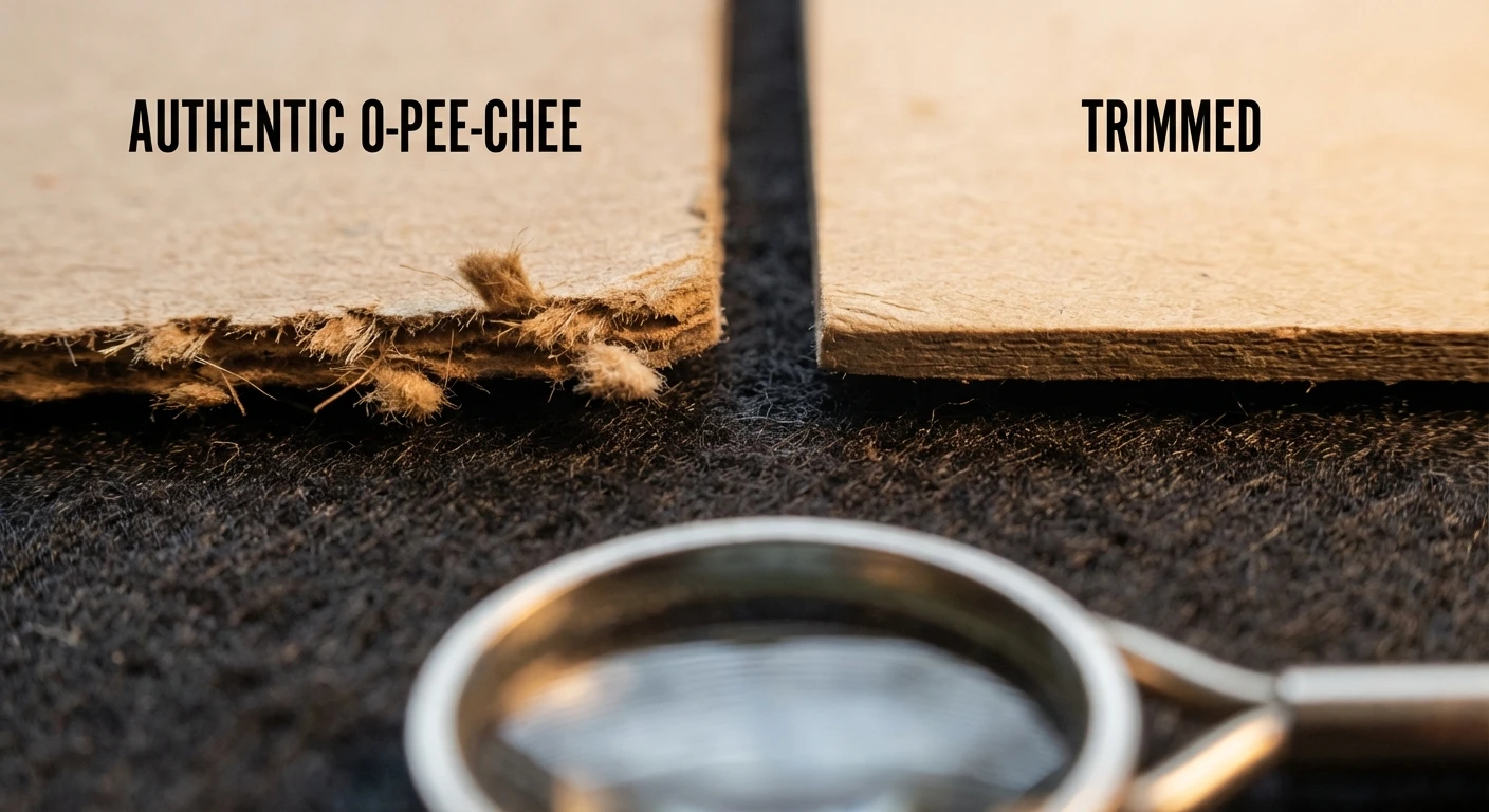 Comparison of authentic OPC rough-cut edge versus trimmed smooth edge under magnification