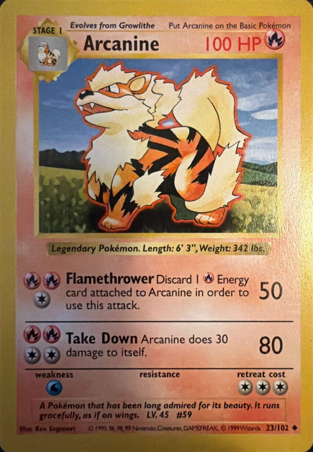 1999 Arcanine — Base Set #23