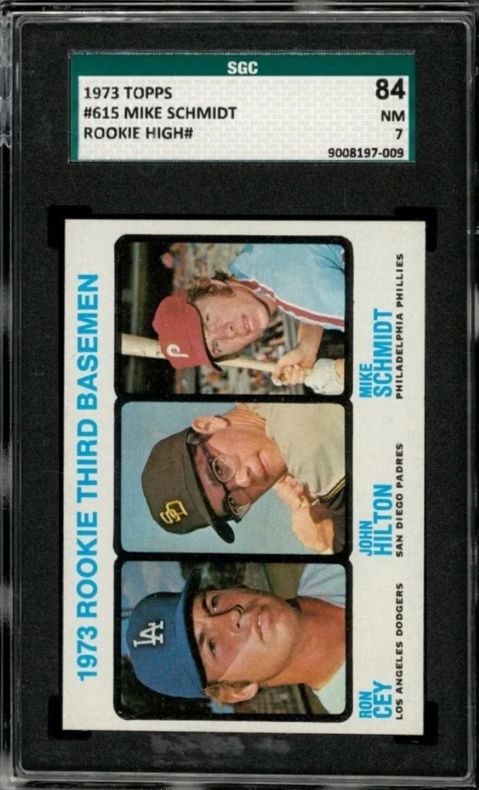 1973 Rookie Third Basemen (Ron Cey / John Hilton / Mike Schmidt) RC — Topps #615