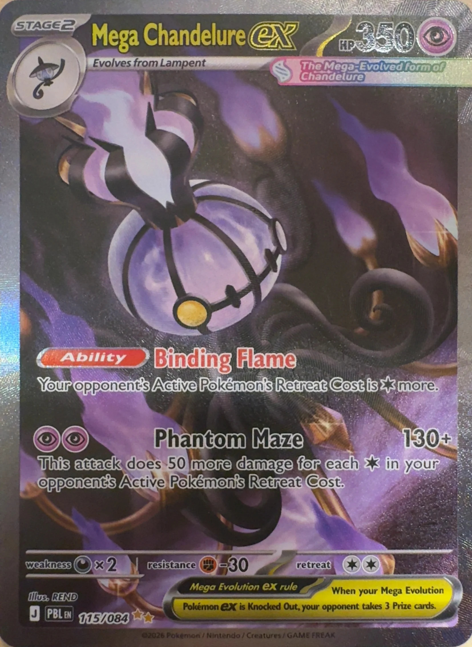 2026 Mega Chandelure ex — Mega Evolution #115
